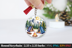 Camping Round Keychain SVG PNG Product Image 1