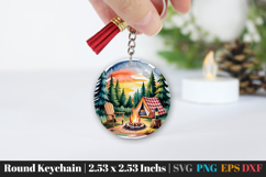 Camping Round Keychain SVG PNG Product Image 1