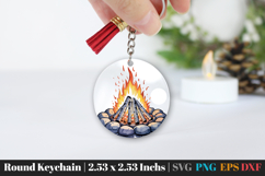 Camping Round Keychain SVG PNG Product Image 1