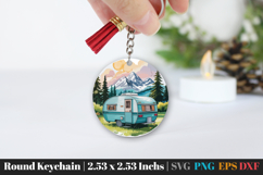 Camping Round Keychain SVG PNG Product Image 1