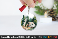 Camping Round Keychain SVG PNG Product Image 1