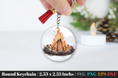 Camping Round Keychain SVG PNG Product Image 1