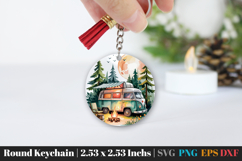 Camping Round Keychain SVG PNG Product Image 1
