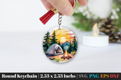 Camping Round Keychain SVG PNG Product Image 1