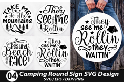 Camping Round Sign SVG Design - Door Sign Design Product Image 1