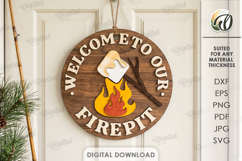 3D Camping Round Sign Laser Cut. Welcome To Our Firepit SVG Product Image 1