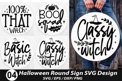 Halloween Round Sign SVG Design - Classy witch Product Image 1