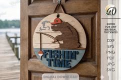 3D Camping Round Sign Laser Cut. Fishin' Time SVG Product Image 1