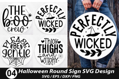 Halloween Round Sign SVG Design - Thick thighs and witchy Product Image 1