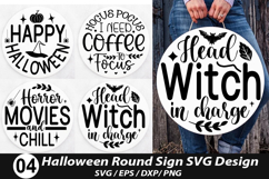 Halloween Round Sign SVG Design - Horror Movies and Chill Product Image 1