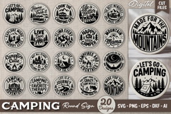 Camping Round Sign SVG Bundle | Outdoor Sign | Camping SVG Product Image 1