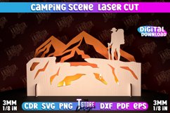 Camping Scene Lasercut|Family Camping Stand|3D Layered Scene Product Image 6