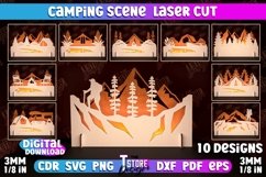 Camping Scene Lasercut|Family Camping Stand|3D Layered Scene Product Image 1