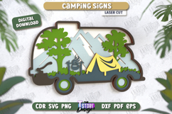 Camping Signs Laser Cut Bundle, Wooden Camping Decor SVG Product Image 4