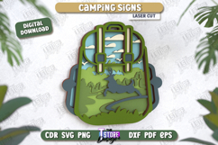 Camping Signs Laser Cut Bundle, Wooden Camping Decor SVG Product Image 6