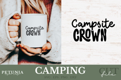 Mockup featuring a white mug with a Funny Camping SVG Cut File print – Perfect for outdoor lovers, campers, and Cricut or Silhouette crafting projects.