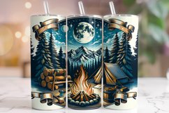 Campfire Tumbler Wrap Sublimation PNG, Camping Tumbler Wrap Product Image 1