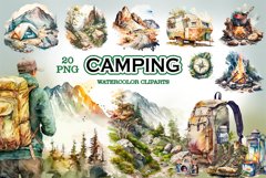 Camping watercolor clipart Product Image 1