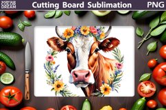 Cow Floral Cutting Board | Farm Cow Glasses Cutting Board Product Image 1