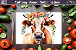 Cow Floral Cutting Board | Farm Cow Glasses Cutting Board Product Image 1