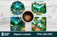Camping square coaster | Summer coaster | Coaster PNG Product Image 1