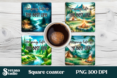 Camping square coaster | Summer coaster | Coaster PNG Product Image 1