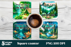 Camping square coaster | Summer coaster | Coaster PNG Product Image 1