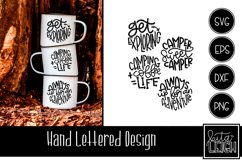 Camping Hand Lettered Round Sign | Hand Lettered Quotes Product Image 1