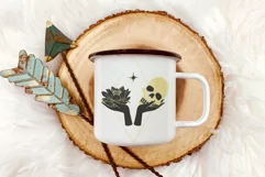 Vintage Mystic Skull and lotus flower in female hands Product Image 6
