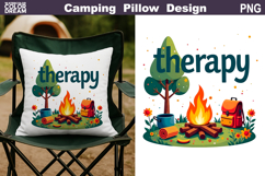 Camp Therapy Pillow Sublimation | Tent Fire Lantern Clipart Product Image 1