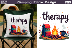 Camp Therapy Pillow Sublimation | Tent Fire Lantern Clipart Product Image 1