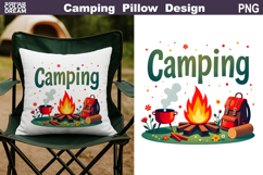 Camping Pillow Sublimation | Camping Clipart Product Image 1