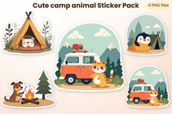 Cute Woodland Camping Stickers PNG | Cute Camp Sticker Product Image 1