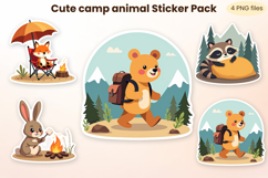 Cute Woodland Camping Stickers PNG | Cute Camp Sticker Product Image 1