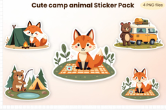 Cute Woodland Camping Stickers PNG | Cute Camp Sticker Product Image 1
