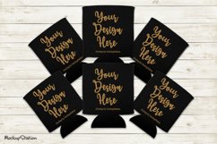 Black Can Coolers Mockup | Can Holder Flat Lay Mock Up JPG Product Image 1