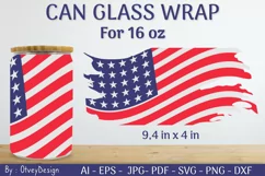 4th of July Libbey Glass Warp 16 oz SVG Product Image 1
