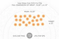 16oz can glass svg cut files shows daisy flowers 