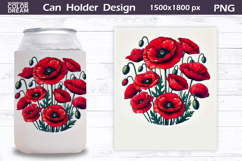 Poppy Can Cooler Wrap | Wildflowers Can Holder Product Image 1