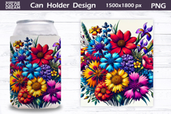 Floral Can Cooler Wrap | Wildflowers Can Holder Product Image 1