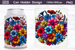 Floral Can Cooler Wrap | Wildflowers Can Holder Product Image 1