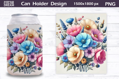 Pastel Floral Can Cooler Wrap | Wildflowers Can Holder Product Image 1
