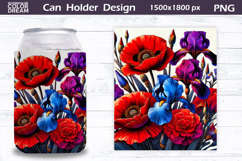 Poppy Can Cooler Wrap | Wildflowers Can Holder Product Image 1
