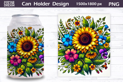 Sunflower Can Cooler Wrap | Wildflowers Can Holder Product Image 1