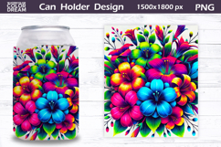 Floral Can Cooler Wrap | Wildflowers Can Holder Product Image 1
