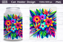 Tropical Floral Can Cooler Wrap | Wildflowers Can Holder Product Image 1