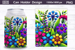 Floral Can Cooler Wrap | Wildflowers Can Holder Product Image 1