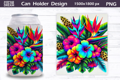 Tropical Floral Can Cooler Wrap | Wildflowers Can Holder Product Image 1