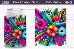 Tropical Floral Can Cooler Wrap | Wildflowers Can Holder Product Image 1