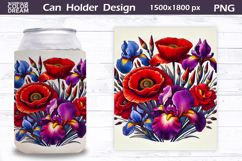 Poppy Can Cooler Wrap | Wildflowers Can Holder Product Image 1